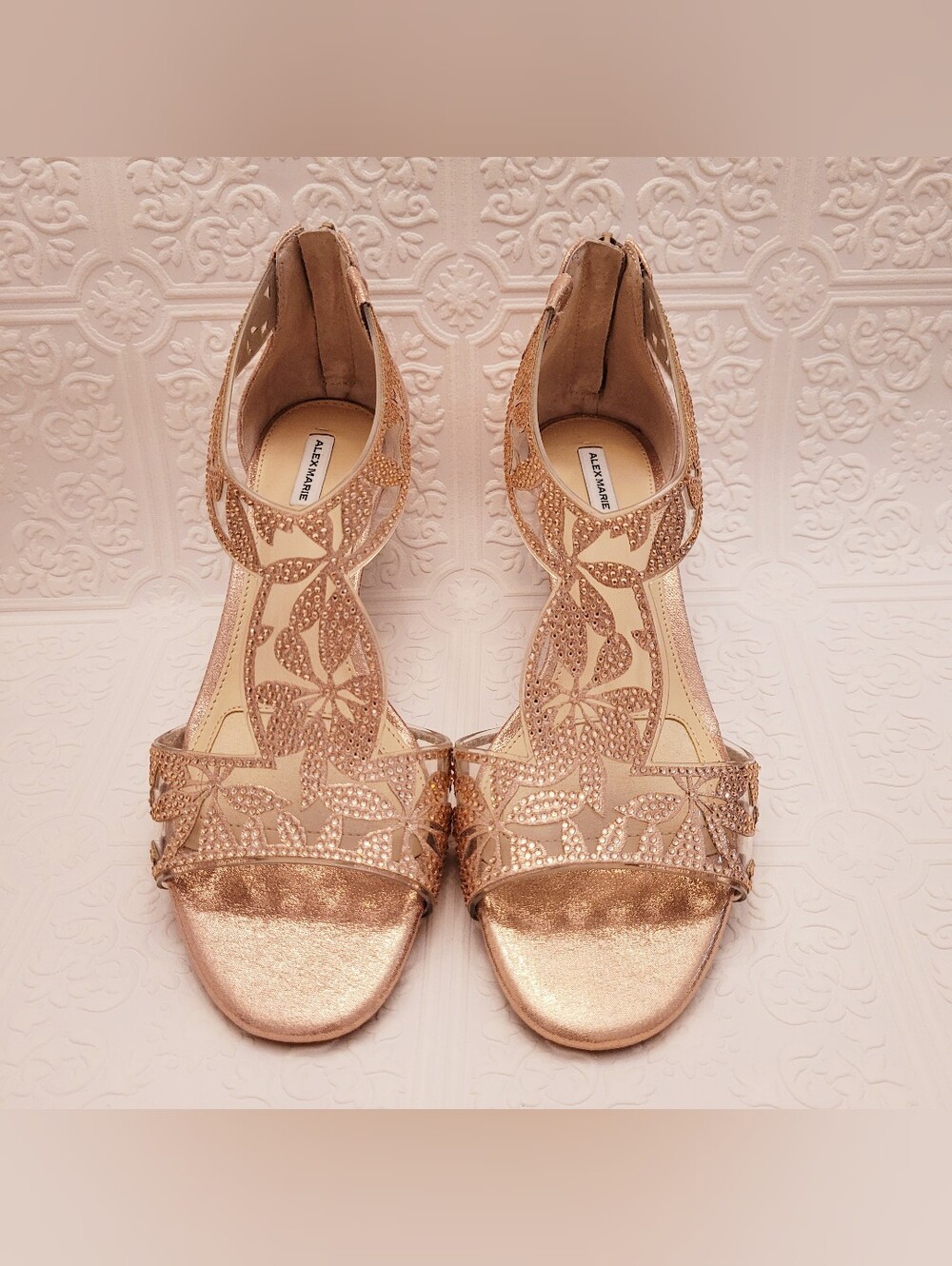 ALEX MARIE Maxine Rosegold Embellished Wedge Sandals